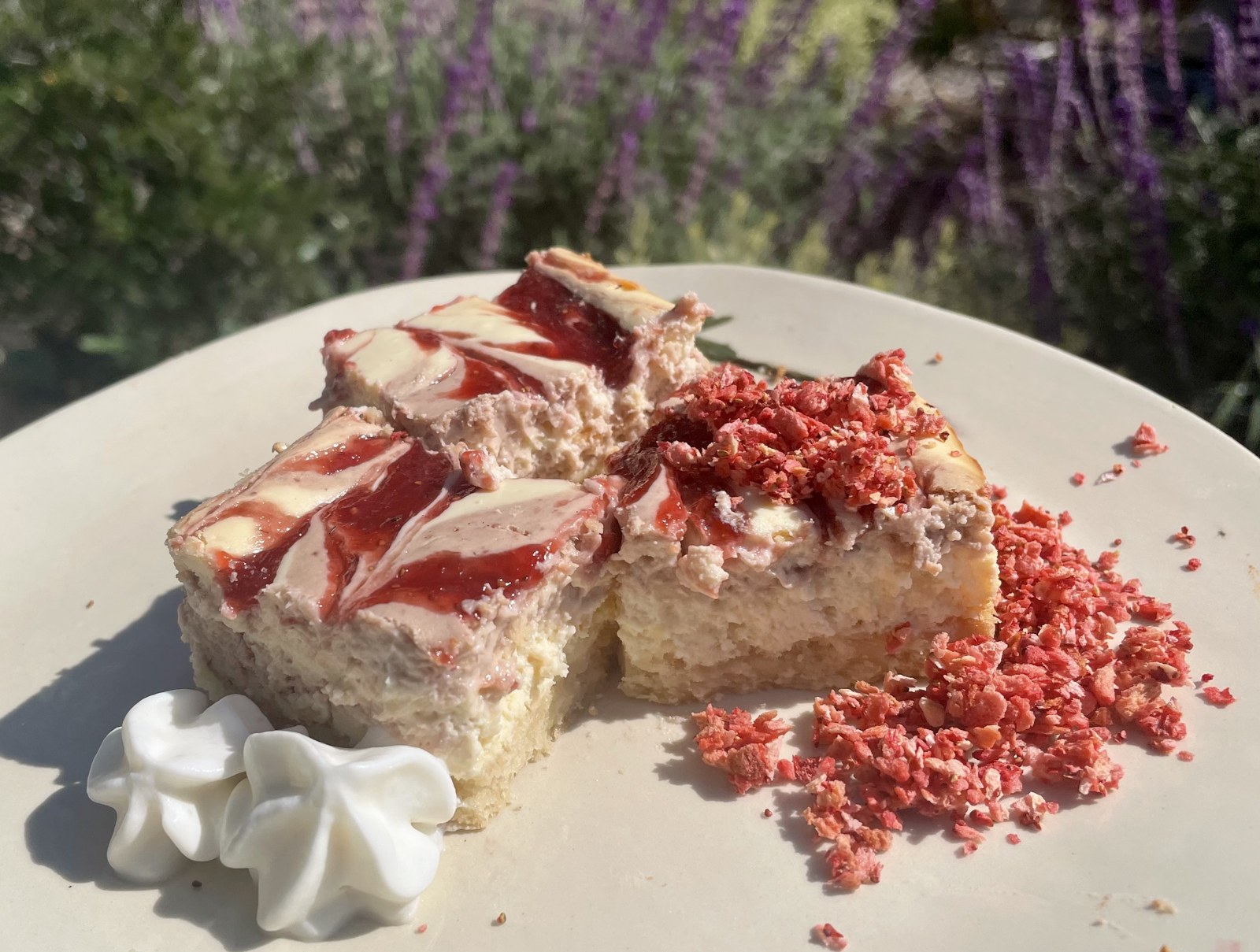 Marbled strawberry cheesecake bars